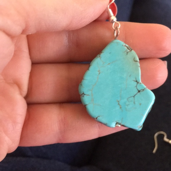 Howlite Turquoise Earrings - Picture 4 of 4